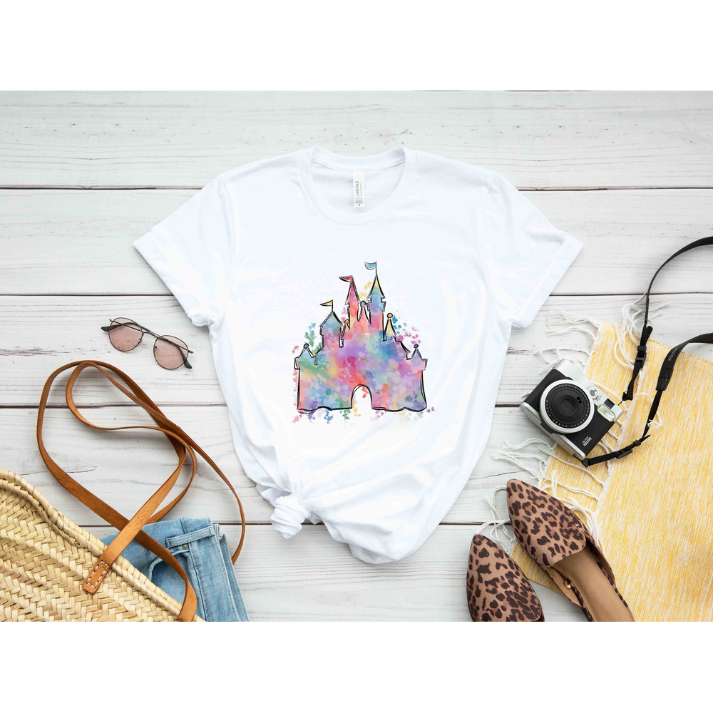 Disney Watercolor Castle T-Shirt, Disney Castle Shirt, Disney Vacation Shirt, Disney Trip Shirt, Disney Family Shirt, Family Vacation Shirt - 1.jpg
