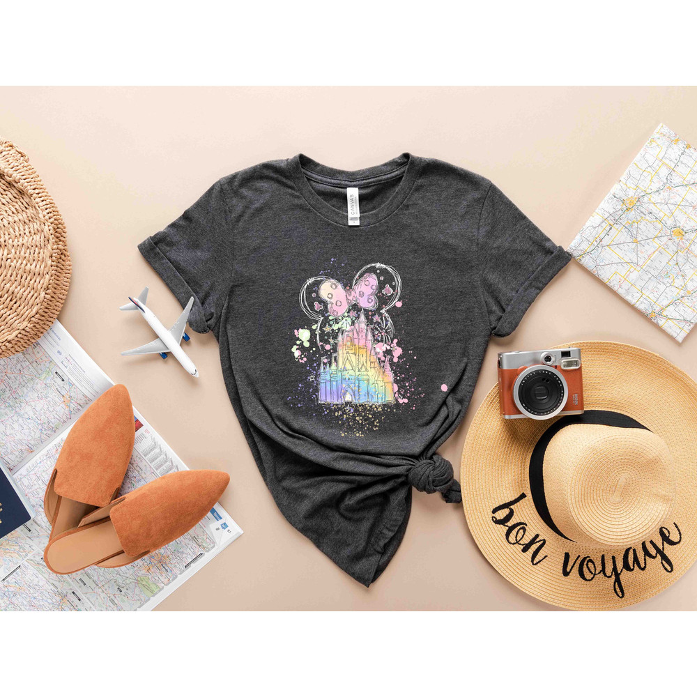 Disney Watercolor Castle Minnie T-Shirt, Disney Castle, Disney Vacation Shirt, Disney Trip Shirt, Disney Family Shirt, Family Vacation Shirt - 2.jpg