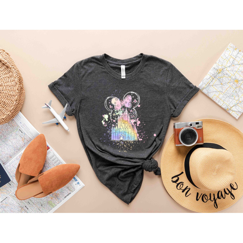 Disney Watercolor Castle Minnie T-Shirt, Disney Castle, Disney Vacation Shirt, Disney Trip Shirt, Disney Family Shirt, Family Vacation Shirt - 2.jpg