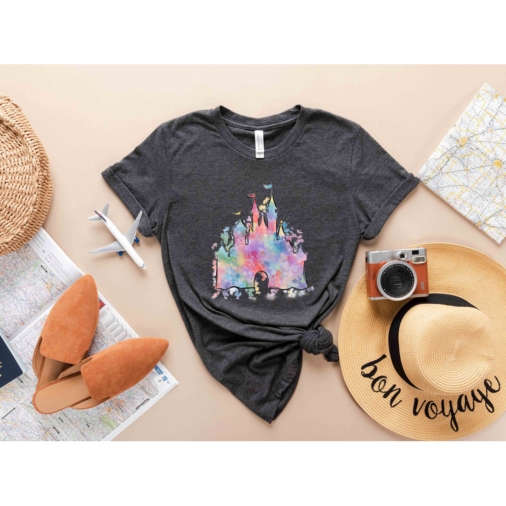 Disney Watercolor Castle T-Shirt, Disney Castle Shirt, Disney Vacation Shirt, Disney Trip Shirt, Disney Family Shirt, Family Vacation Shirt - 2.jpg