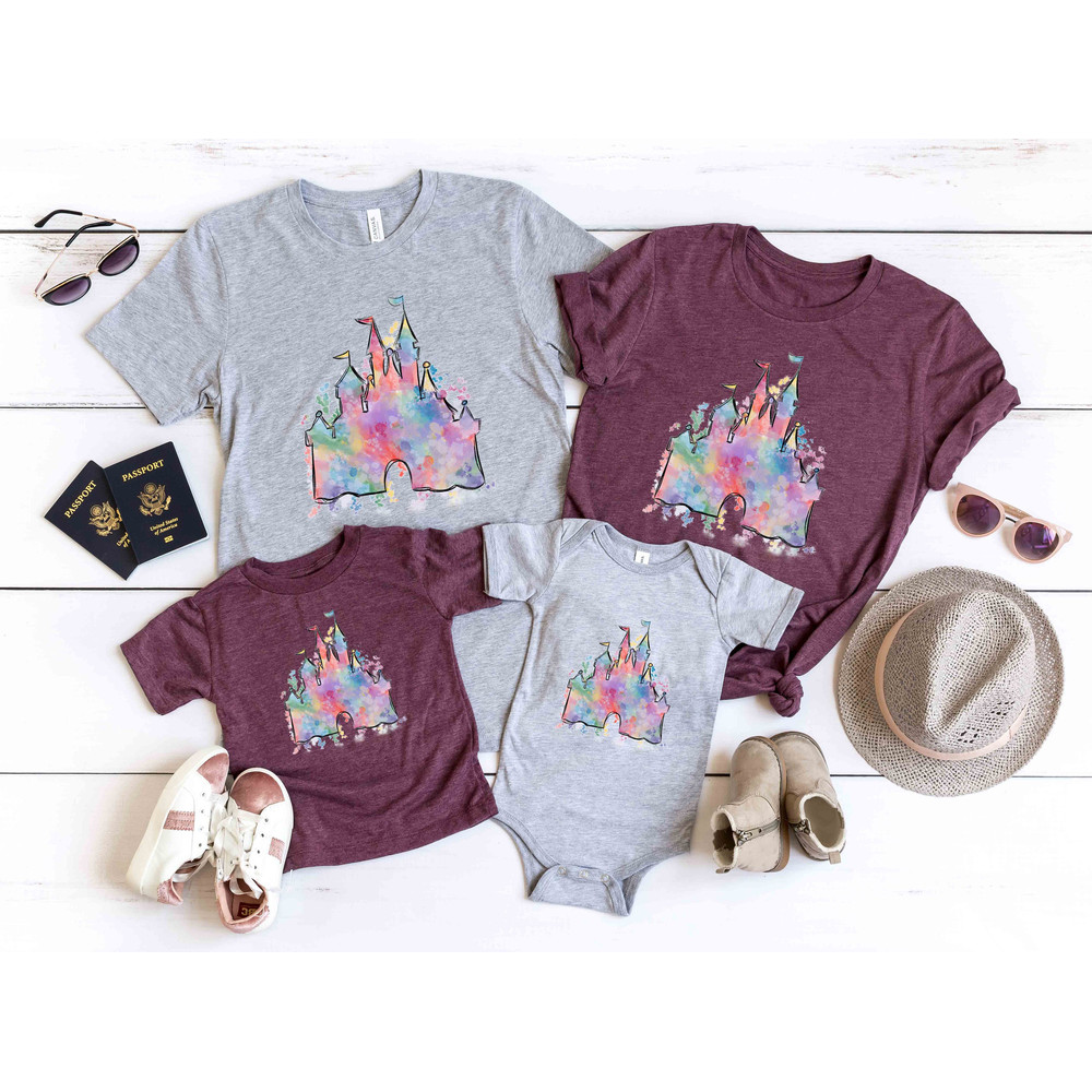 Disney Watercolor Castle T-Shirt, Disney Castle Shirt, Disney Vacation Shirt, Disney Trip Shirt, Disney Family Shirt, Family Vacation Shirt - 3.jpg