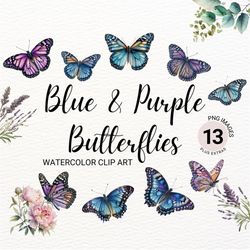 monarch butterfly clipart | watercolor purple butterfly png | floral clipart | summer clipart | butterfly painting | lav