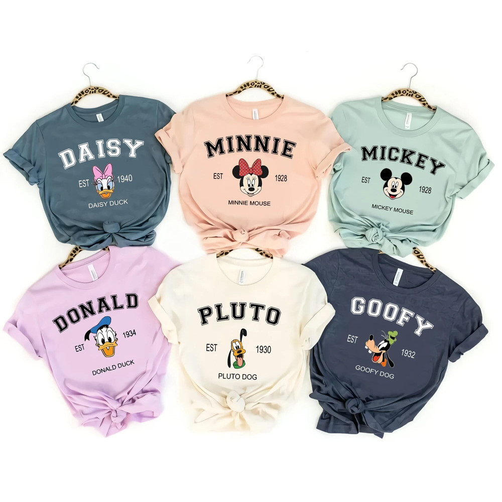 Best Disney Characters Shirt, Family Vacation Shirt, Disney Group Shirts, Mickey Mouse Shirt, Pluto Shirt, Retro Disney Tees, Goofy Shirt - 1.jpg