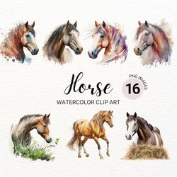horse png | horse clipart set | watercolor horse | western clipart | farm animals png | clipart bundle | junk journal