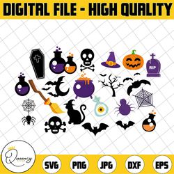 21 halloween clipart bundle | halloween svg bundle cute halloween clip art svg halloween cut file pack for silhouette