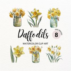 daffodil clipart | watercolor daffodil png | floral png | summer clipart | flowers clipart | wedding invitation | transp