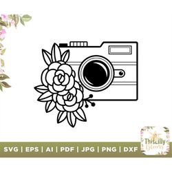 Camera SVG, Floral svg, Photographer SVG, Photography SVG, Floral, Photo Taking svg, Photographer Shirt, Cut File For Cr