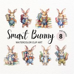 smart bunny clipart | easter bunny png | cute baby animals | nursery wall decor | baby shower png | digital planner | ju