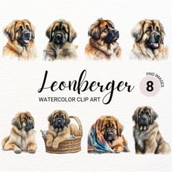 leonberger clipart | dog png | watercolor dog portrait | cute dog clipart | puppies clipart | commercial license