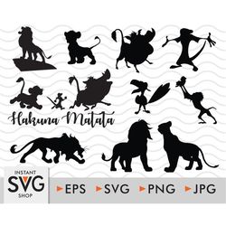 hakuna matata svg, the lion king svg bundle, simba svg, clipart, simba svg files for silhouette, files for cricut, svg,