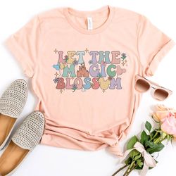 vintage disney let the magic blossom shirt, floral disney epcot