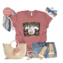 baseball mom shirt, baseball shirt, leopard baseball mom tee, baseball lover mother shirt, mother's day shirt, game day