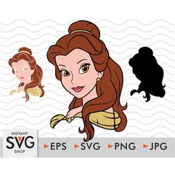 belle svg layered, belle clipart, belle cut file, beauty and the beast svg, svg, belle party, png