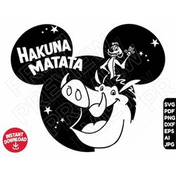 hakuna matata svg timon pumba lion king png dxf clipart , cut file outline silhouette