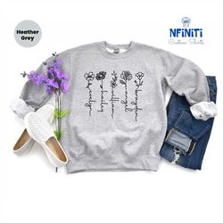 custom mothers day birthflower sweatshirt, custom wildflower mother sweatshirt, mothers day sweatshirt, cottagecore swea