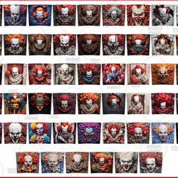 3d movie clown tumbler, 3d movie clown, horror movie, 3d horror png, 3d tumbler wrap, horror character