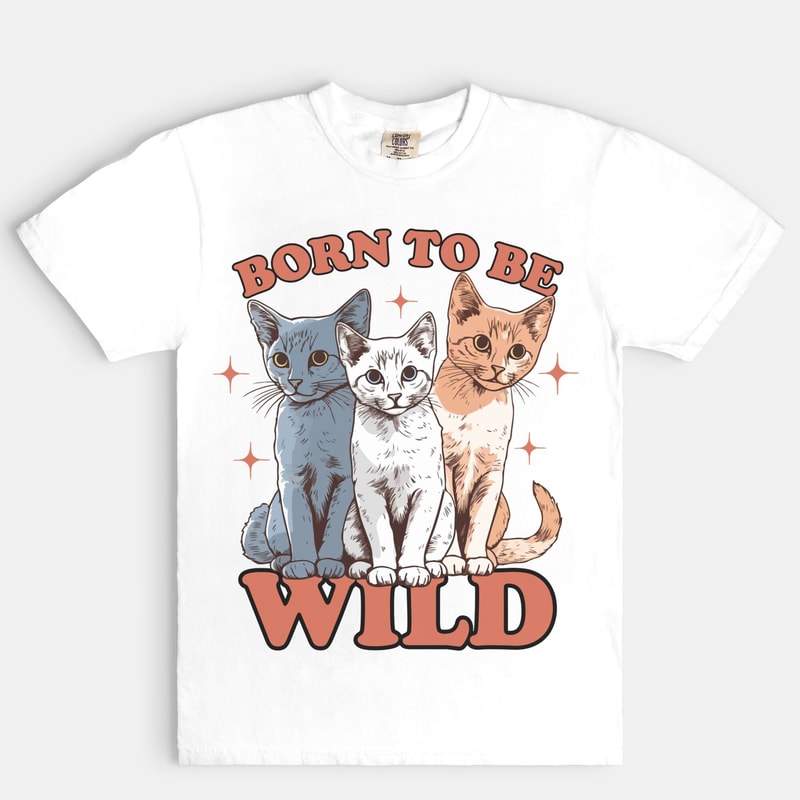 Born To Be Wild Cat Tee, Comfort Colors Shirt, Crazy Cat Lady Shirt, Cat Lover, Trendy y2k vintage style graphic tee - 5.jpg