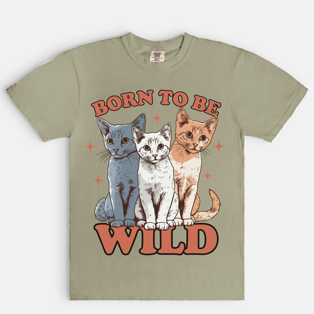 Born To Be Wild Cat Tee, Comfort Colors Shirt, Crazy Cat Lady Shirt, Cat Lover, Trendy y2k vintage style graphic tee - 6.jpg