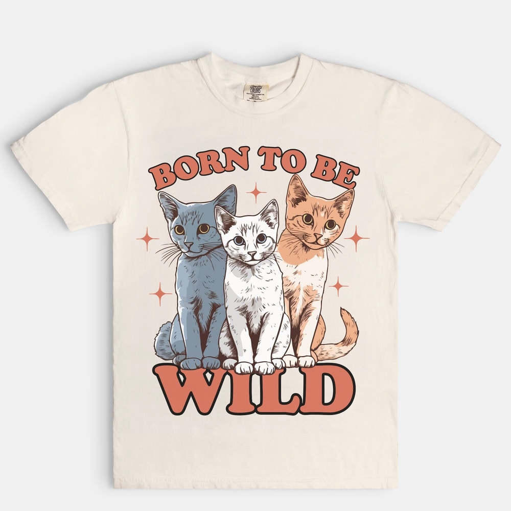 Born To Be Wild Cat Tee, Comfort Colors Shirt, Crazy Cat Lady Shirt, Cat Lover, Trendy y2k vintage style graphic tee - 7.jpg