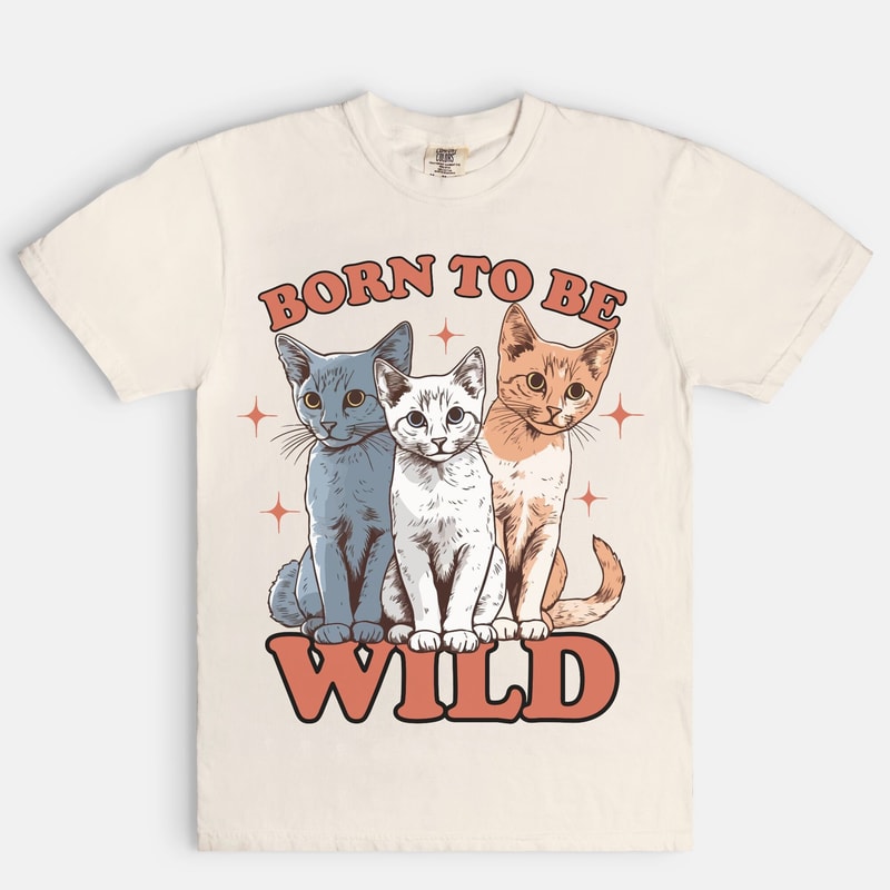 Born To Be Wild Cat Tee, Comfort Colors Shirt, Crazy Cat Lady Shirt, Cat Lover, Trendy y2k vintage style graphic tee - 7.jpg