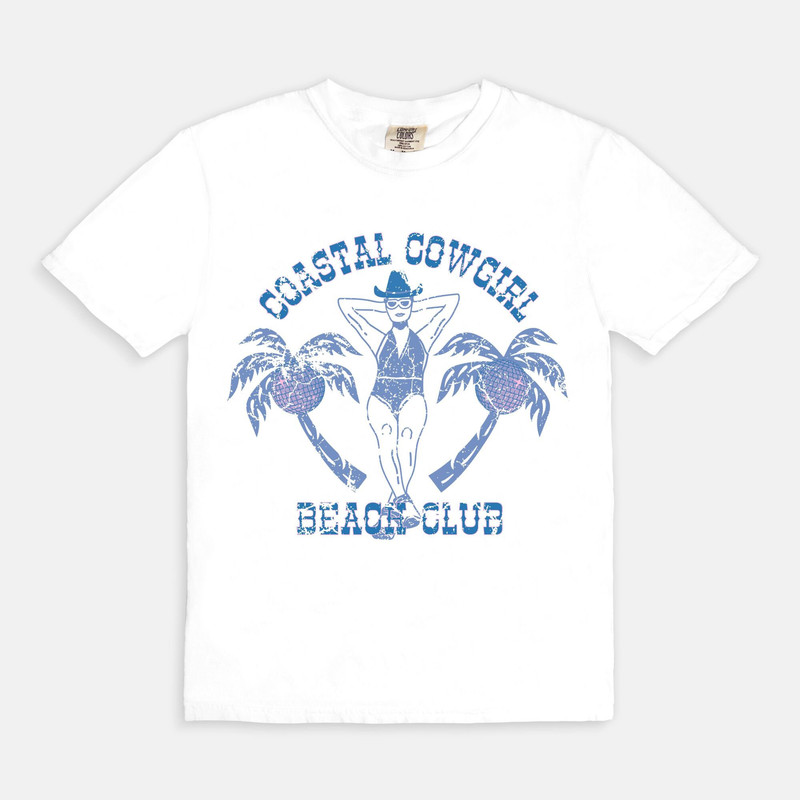 Coastal Cowgirl beach Club Tee, Comfort colors tee, retro vintage inspired shirt, summer beach tee - 4.jpg