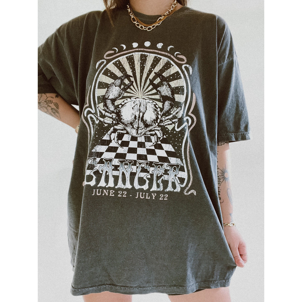 Cancer Zodiac Graphic Tee  Comfort Colors Tee  Retro Shirt  Vintage Inspired Tee - 1.jpg