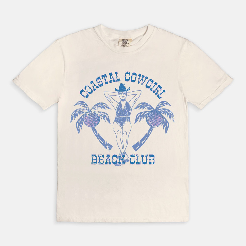 Coastal Cowgirl beach Club Tee, Comfort colors tee, retro vintage inspired shirt, summer beach tee - 5.jpg