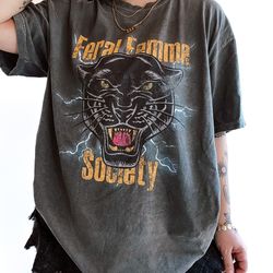 feral femme society tee, feminist girl power womens rights shirt, empo