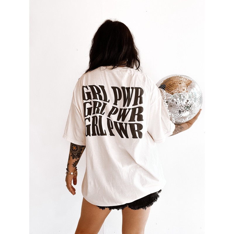 GRL PWR Tee, trendy comfort colors graphic tee, graphic tee for women, aesthetic y2k feminist shirt - 1.jpg