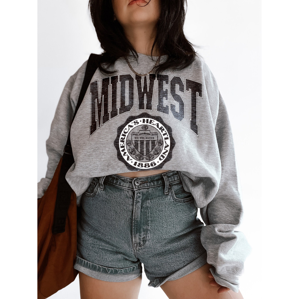 Midwest Sweatshirt - Retro Vintage Inspired Sweatshirt - Collegiate sweatshirt - Trendy y2k athletic crewneck - 1.jpg