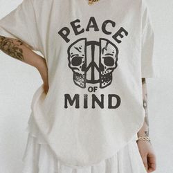 peace of mind oversized graphic tee,comfort colors graphic tee,skull s