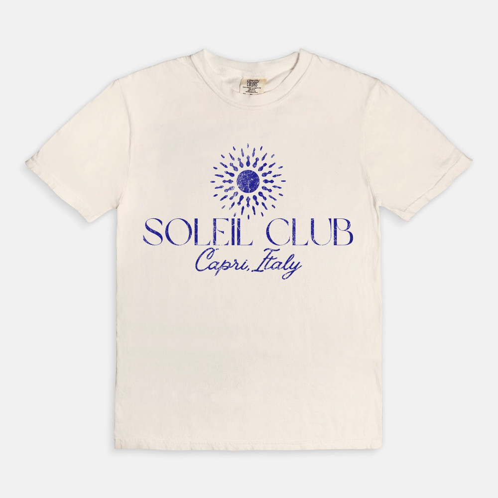 Soleil Club Tee, Beach summer shirt, Vacation tee, comfort colors tee, aesthetic t shirt - 5.jpg