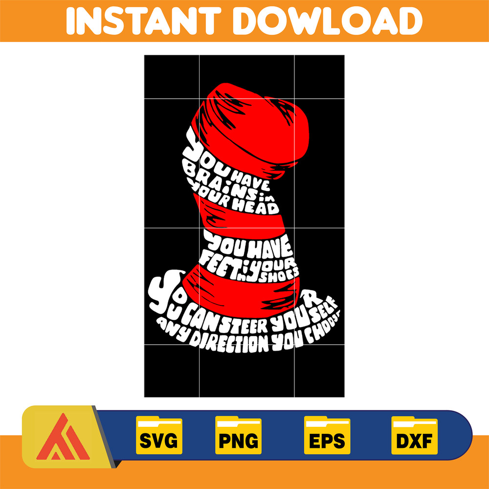 Dr Seuss Svg Layered Item, Dr. Seuss Quotes Cat In The Hat Svg Clipart, Cricut, Digital Vector Cut File, Cat And The Hat (76).jpg