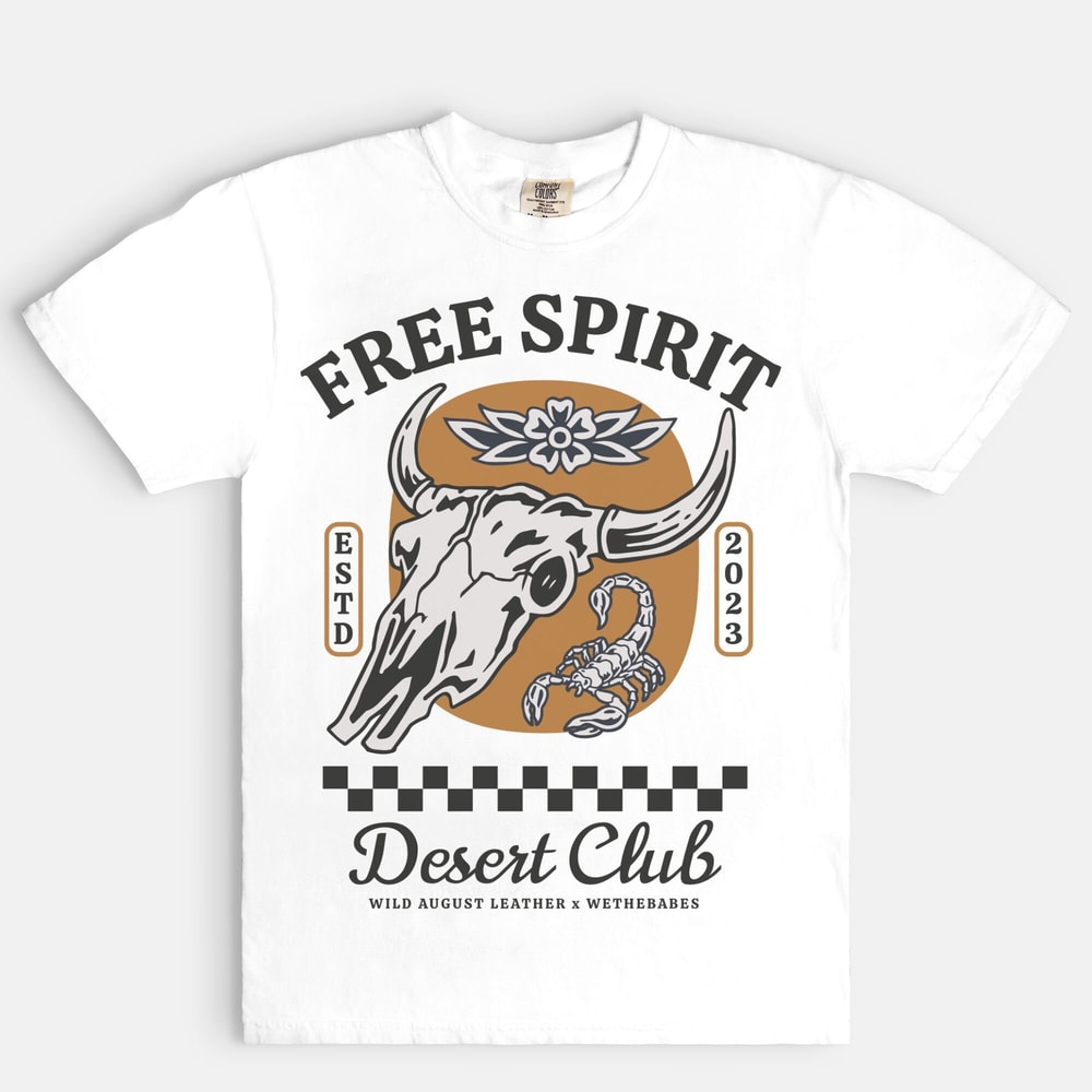 WTB x Wild August Leather Free Spirit Tee, Boho retro y2k aesthetic graphic tee, vintage inspired western tee, comfort colors shirt - 4.jpg
