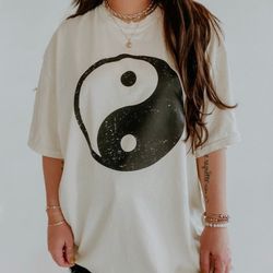 yin yang neutral bohemian retro vintage comfort colors graphic tee