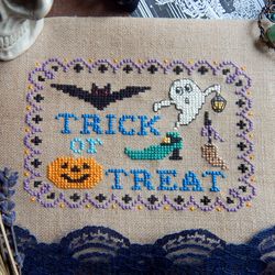 Trick or Treat cross stitch pattern Halloween cross stitch pattern Spooky season cross stitch Ghost cross stitch chart