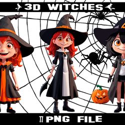 3d witches 11 png files sublimation digital vector file