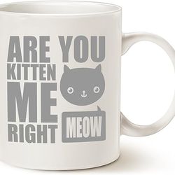 mauag funny cat coffee mugs, fun are you kitten me right meow best cat lover gifts cute cup
