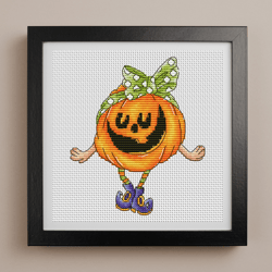 Cute pumpkin cross stitch pattern PDF, Halloween cross stitch, Funny cross stitch, Halloween pumpkin, Fall cross stitch