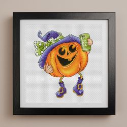 Funny pumpkin cross stitch pattern PDF, Halloween cross stitch, Funny cross stitch, Halloween pumpkin, Fall cross stitch