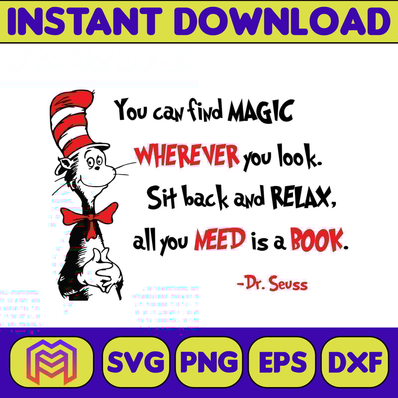Dr Seuss Svg Layered Item, Dr. Seuss Quotes Cat In The Hat Svg Clipart, Cricut, Digital Vector Cut File, Cat And The Hat (160).jpg