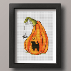 halloween pumpkin cross stitch pattern pdf, halloween cross stitch, spider cross stitch, funny cross stitch
