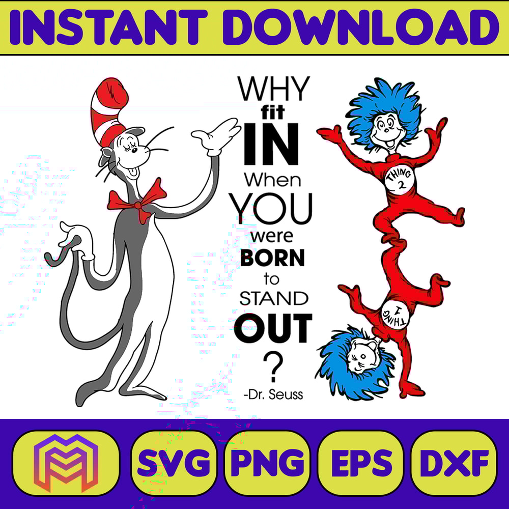 Dr Seuss Svg Layered Item, Dr. Seuss Quotes Cat In The Hat Svg Clipart, Cricut, Digital Vector Cut File, Cat And The Hat (197).jpg