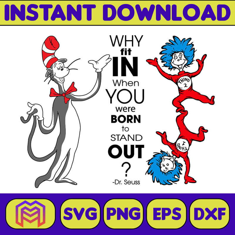 Dr Seuss Svg Layered Item, Dr. Seuss Quotes Cat In The Hat Svg Clipart, Cricut, Digital Vector Cut File, Cat And The Hat (197).jpg