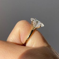 2ct Round Cut Moissanite Engagement Ring, Unique Pave Wedding Ring, Classic 4 Prongs Solitaire Ring, Vintage Ring