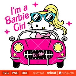 Hello Kitty Barbie Girl Svg, Barbie Doll Svg, Girly Pink Svg, Retro Svg, Cricut, Silhouette Vector Cut File