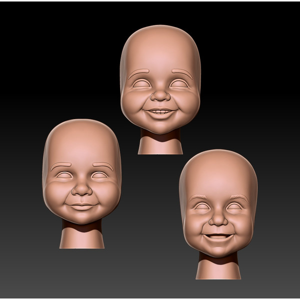 3D STL Model file Children's faces for dolls for CNC Router and 3D printing