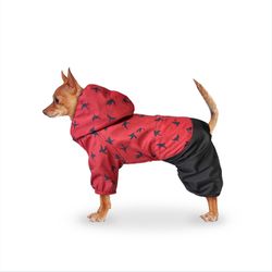 Red raincoat for dogs, size L