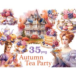Autumn Clipart Bundle | Tea Party PNG