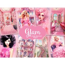 Glam Junk Journal Pages | Pink Digital Art Bundle